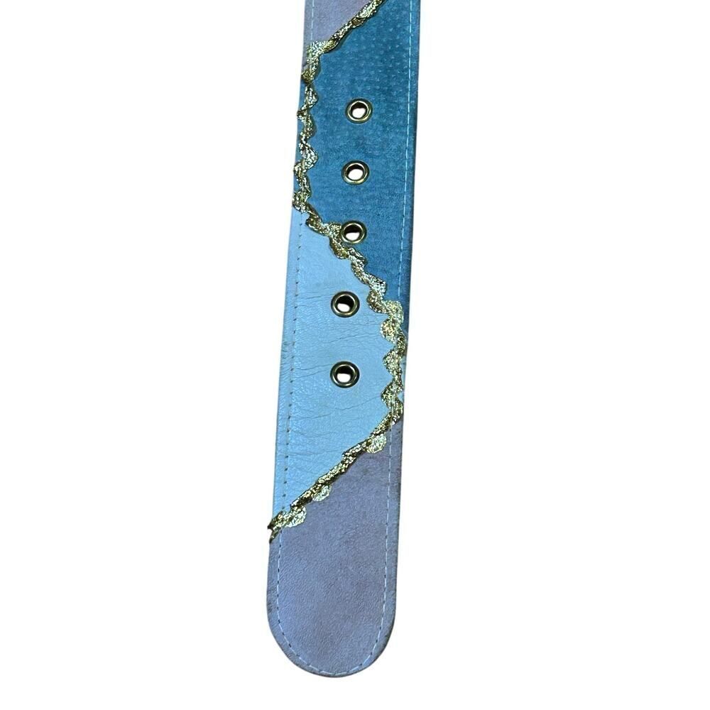 Vintage Pastel Patchwork Suede & Leather Belt - Picture 6 of 6